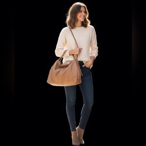 Like Brand New Hobo Brand Leather Shoulder Bag in Greige Tan Color.